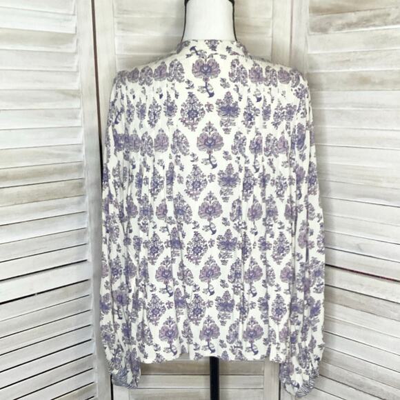 Natalie Martin Pintuck Pleat Block Print Rayon Peasant Blouse S - Picture 2 of 8